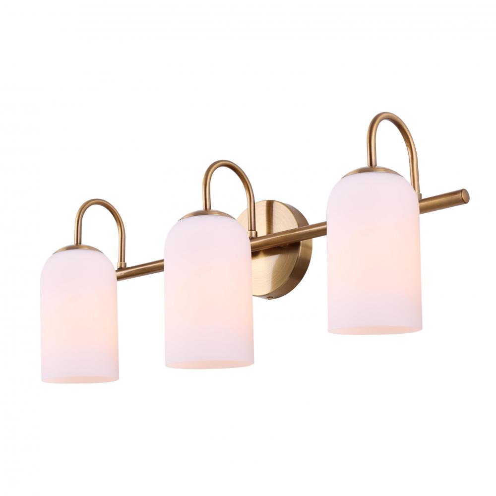 NOVALEE, IVL1130A03GD, 3 Lt Vanity, Flat Opal Glass, 60W Type A, 22&#34; W x 9.75&#34; H x 6.5&#34;