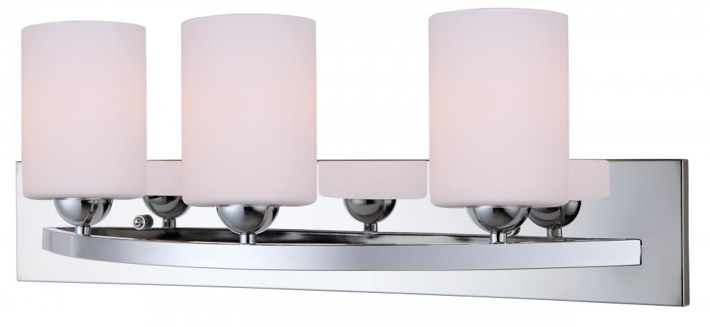 Hampton, 3 Lt Vanity, Flat Opal Glass, 100W Type A, 24&#34; x 8 1/2&#34; x 7&#34;