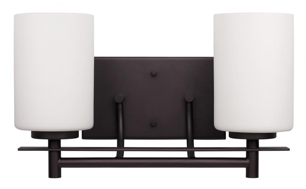 Carlton, 2 Lt Vanity, Flat Opal Glass, 100W Type A, 14&#34; W x 8 1/4&#34; H x 7 1/4&#34; D