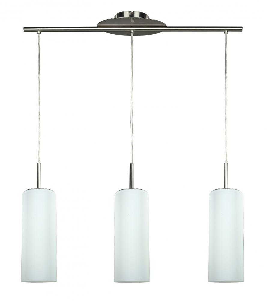 Toni, 3 Lt Cord Pendant, Flat Opal Glass, 100W Type A, 28&#34; W x 64 1/2&#34; H x 6&#34; D