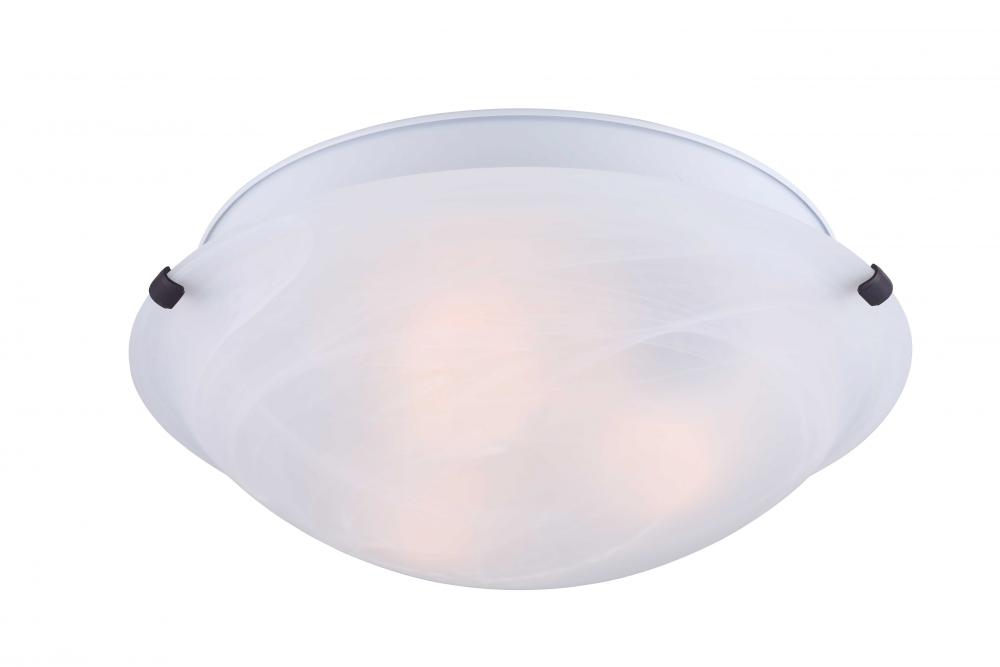 Fmount, 16&#34; 3 Bulb Clip Flushmount, Alabaster Glass, 60W Type A