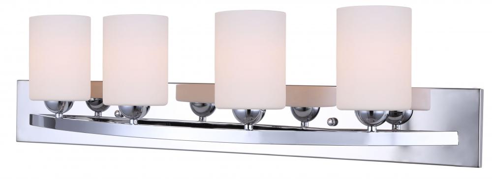Hampton, 4 Lt Vanity, Flat Opal Glass, 100W Type A, 32&#34; x 8 1/2&#34; x 7&#34;