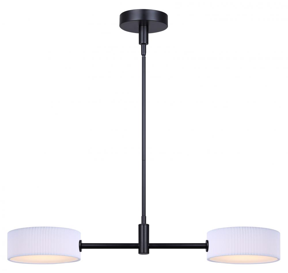 CARMYNN 2 Light Integrated LED Black Contemporary Pendant with White Fabric Shade