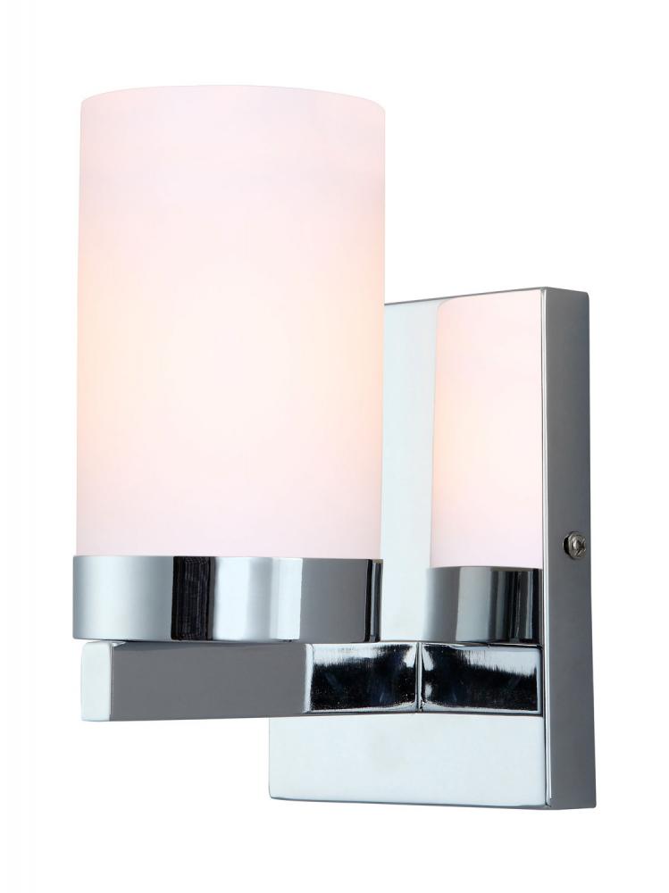 Milo, 1 Lt Vanity, Flat Opal Glass, 100W Type A, 4 3/4&#34; W x 8 1/4&#34; H x 5 3/4&#34; D