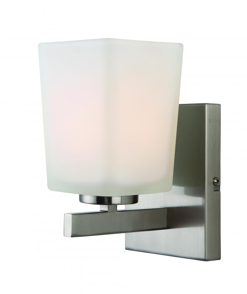 Hartley, IVL472A01BN, 1 Lt Vanity, Flat Opal Glass, 100W A, Easy Connect, 4 .75&#34; x 8 .5&#34; x 6