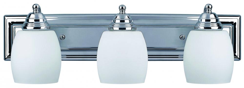 Griffin, 3 Light Vanity, Flat Opal Glass, 100 W Type A, 24&#34; W x 7 1/4&#34; H x 7 1/4&#34; D