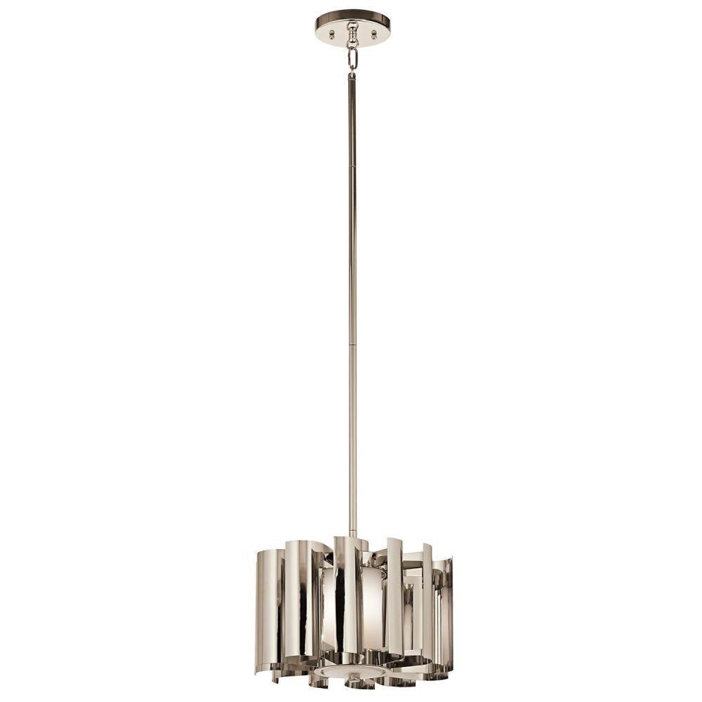 One Light Polished Nickel Down Pendant