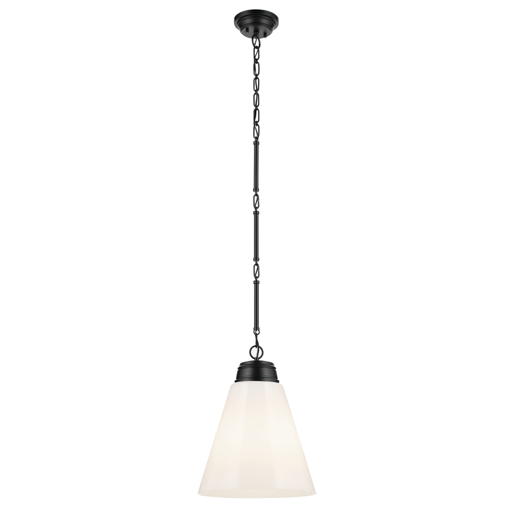 Marsailli 19.75&#34; 1-Light Large Pendant with Opal Glass in Black