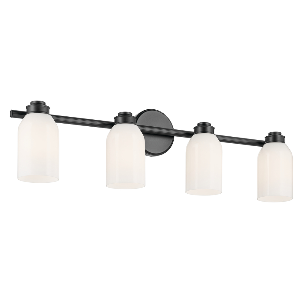 Shae 31&#34; 4-Light Vanity Light with White Opal Glass in Black