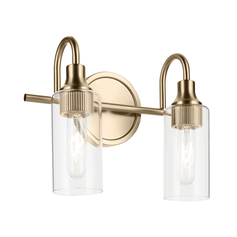 Kavi 12.5&#34; 12.5 2-Light Vanity Light with Clear Glass in Champagne Bronze