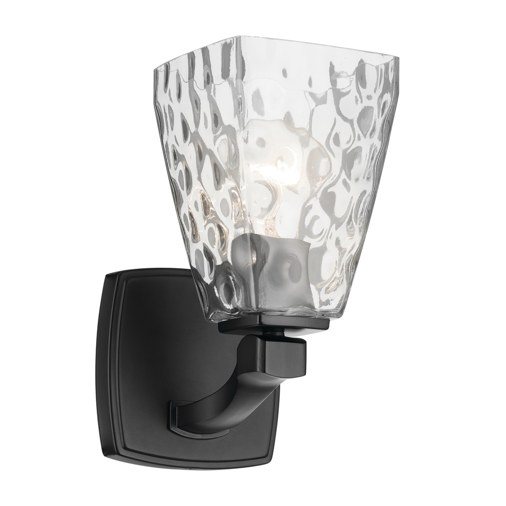 Marant 9.5&#34; 1-Light Wall Sconce with Clear Water Glass in Black