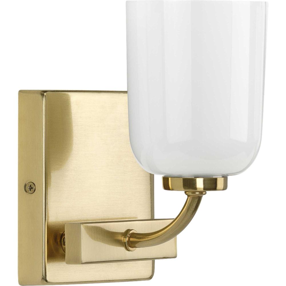 Moore Collection One-Light Satin Brass White Opal Glass Luxe Bath Vanity Light