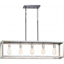 Progress P400145-135 - Union Square Collection Five-Light Stainless Steel Coastal Chandelier Light