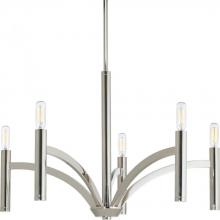 Progress P4718-104 - Draper Collection Five-Light Polished Nickel Luxe Chandelier Light