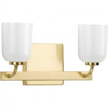 Progress P300281-012 - Moore Collection Two-Light Satin Brass White Opal Glass Luxe Bath Vanity Light