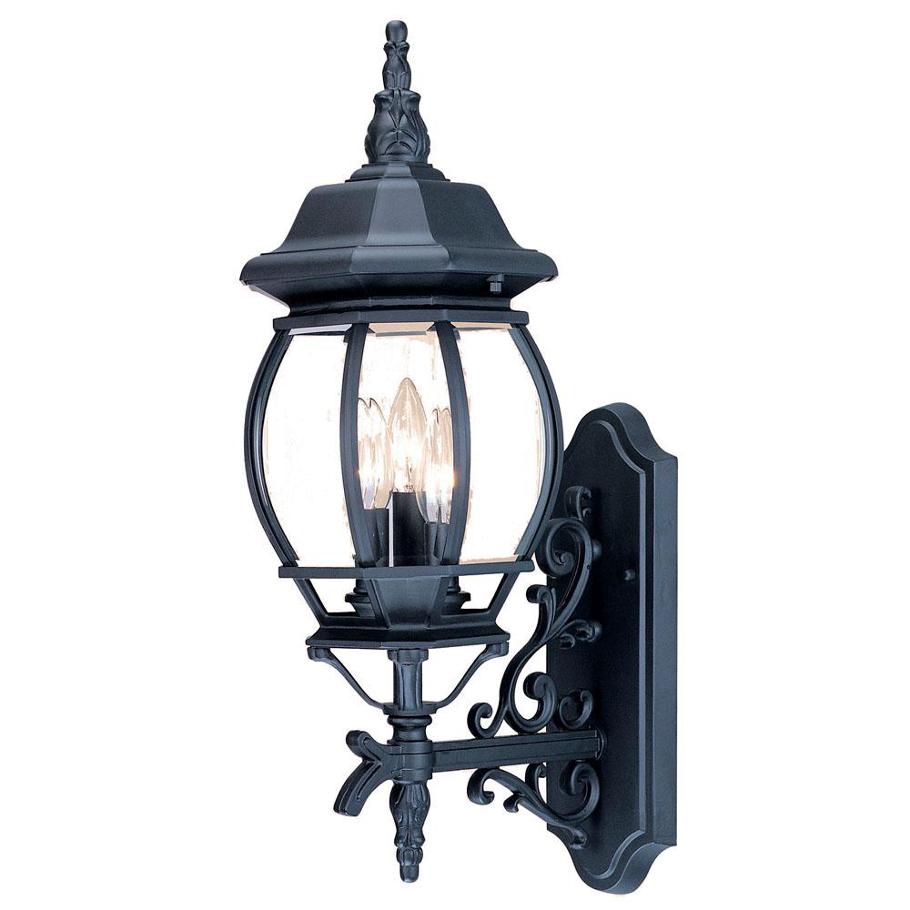 Chateau Collection Wall-Mount 3-Light Outdoor Matte Black Light Fixture