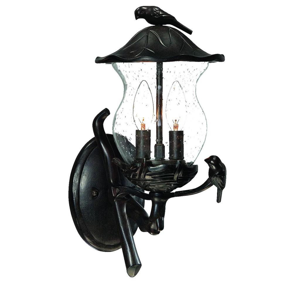 Avian Collection Wall-Mount 2-Light Outdoor Black Coral Light Fixture