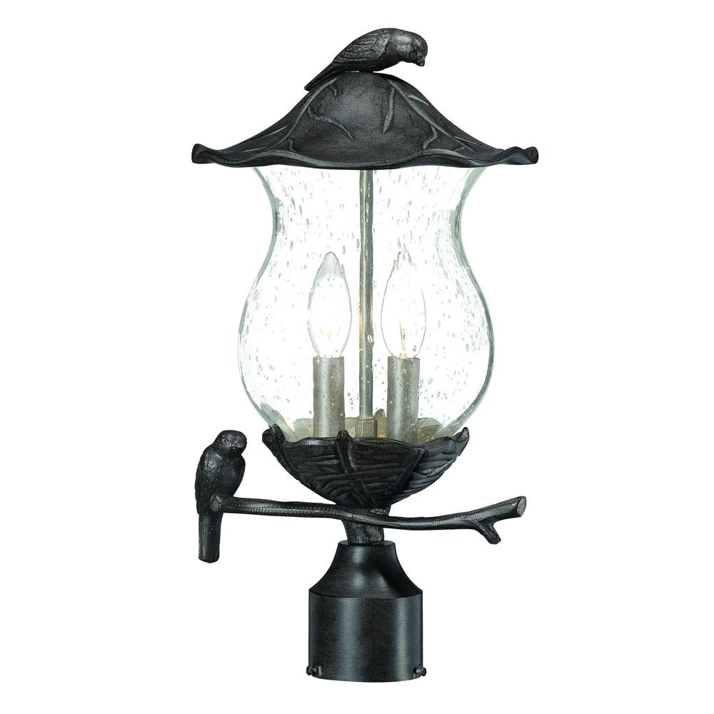 Avian Collection Post-Mount 2-Light Outdoor Black Coral Light Fixture