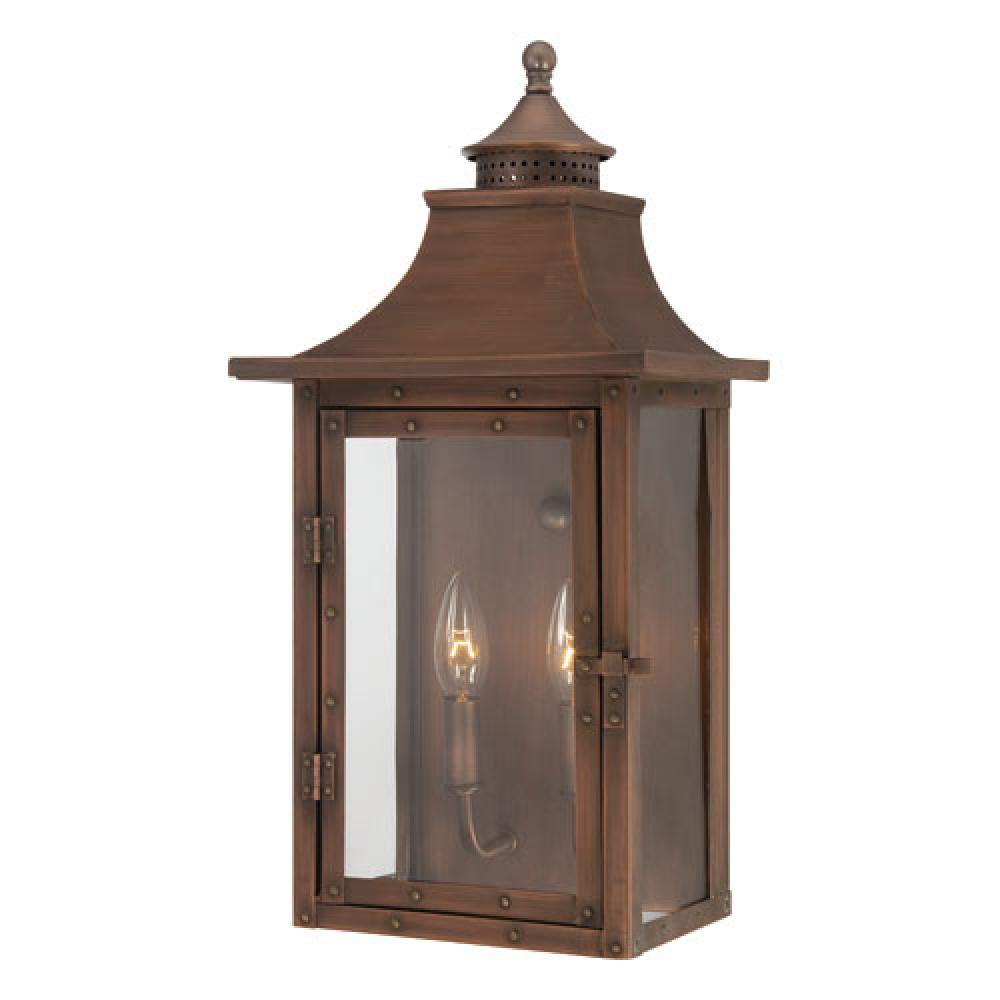 St. Charles Collection Wall-Mount 2-Light Outdoor Copper Patina Light Fixture