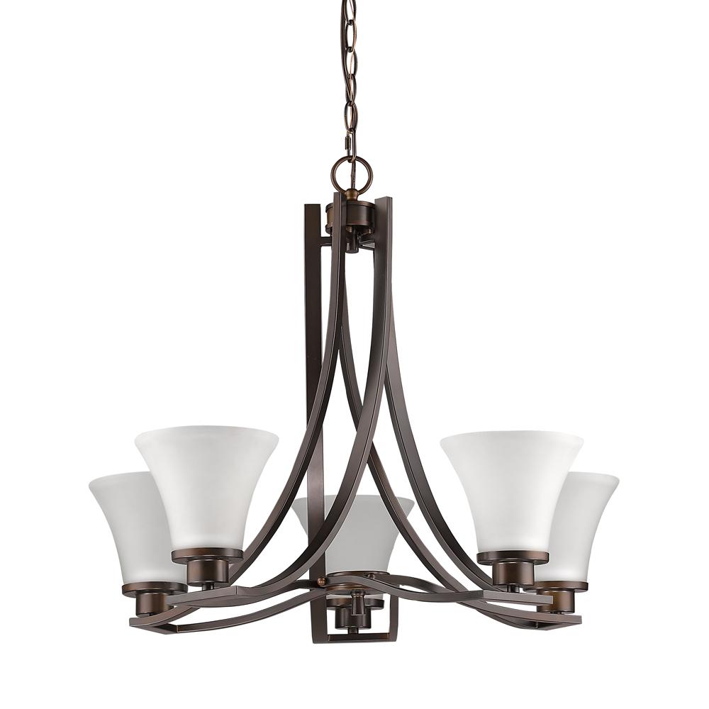 Mia Indoor 5-Light Mini Chandelier W/Glass Shades In Oil Rubbed Bronze