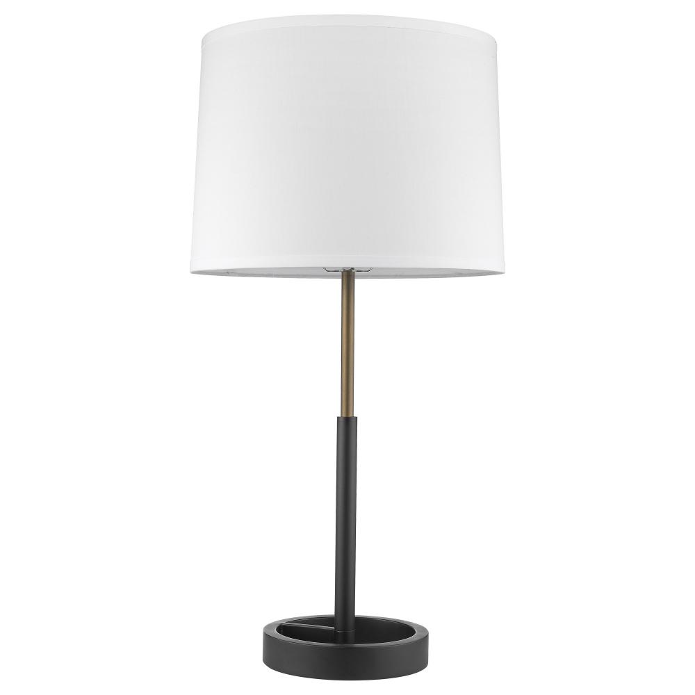 Rotunda 1-Light Matte Black And Hand Painted Antique Gold Table Lamp