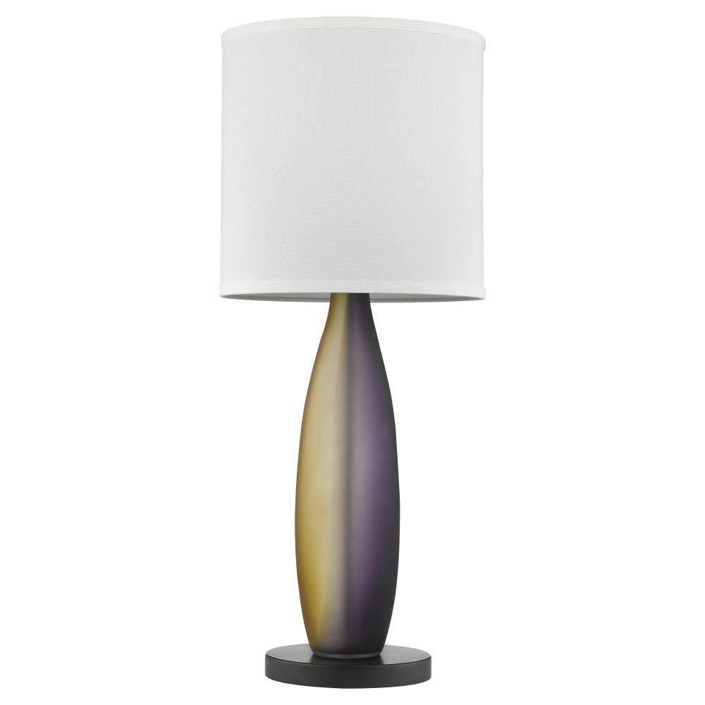 Elixer 1-Light Plum/Gold Frosted Glass And Ebony Lacquer Table Lamp