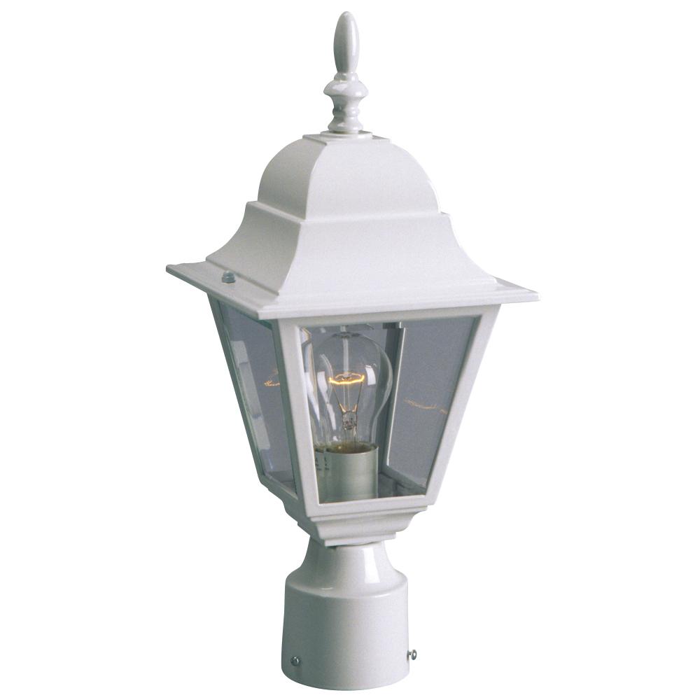 Outdoor Cast Aluminum Post Lantern - White w/ Clear Beveled Glass (6 pack)