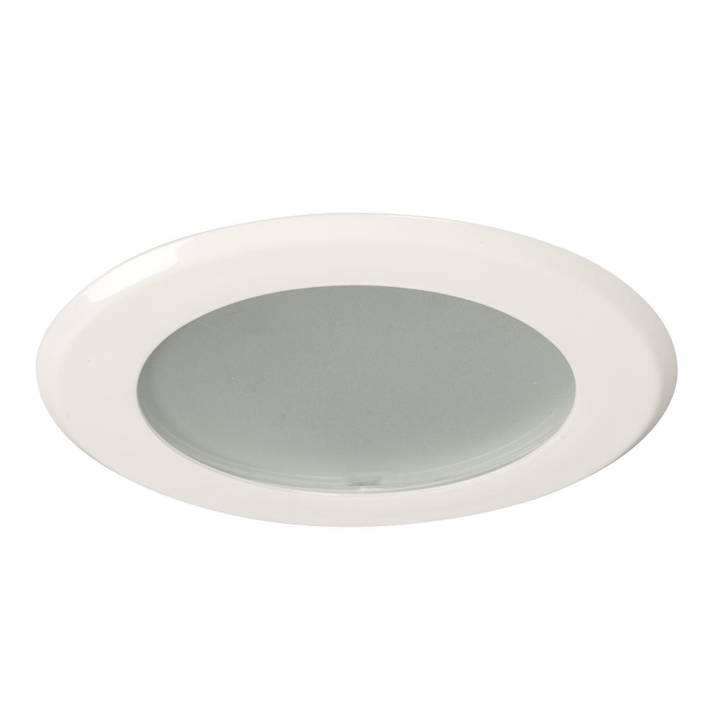 5&#34; Line Voltage Shower Trim - White w/ Frosted Glass