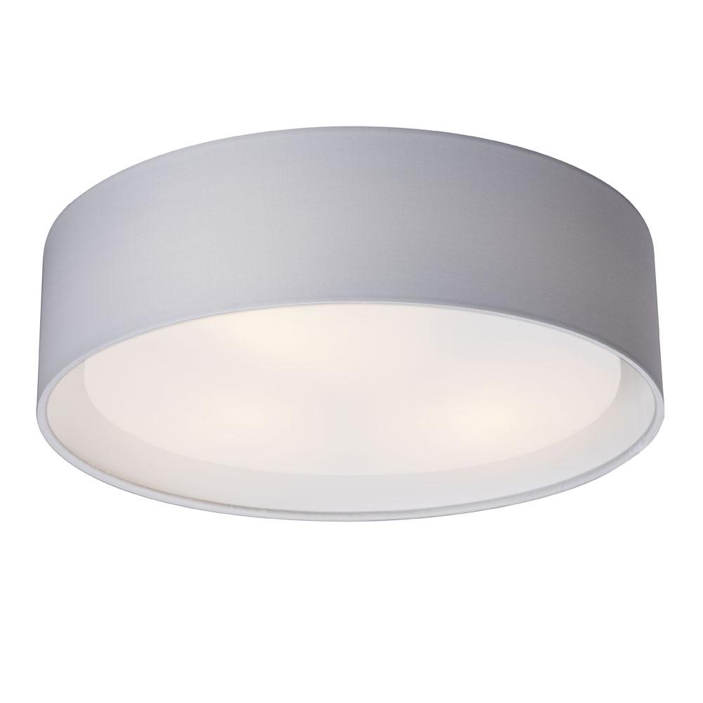 16&#34; CEIL W/GREY FABRICSHADE and White Acrylic Diffuser (3X15W LED A19)