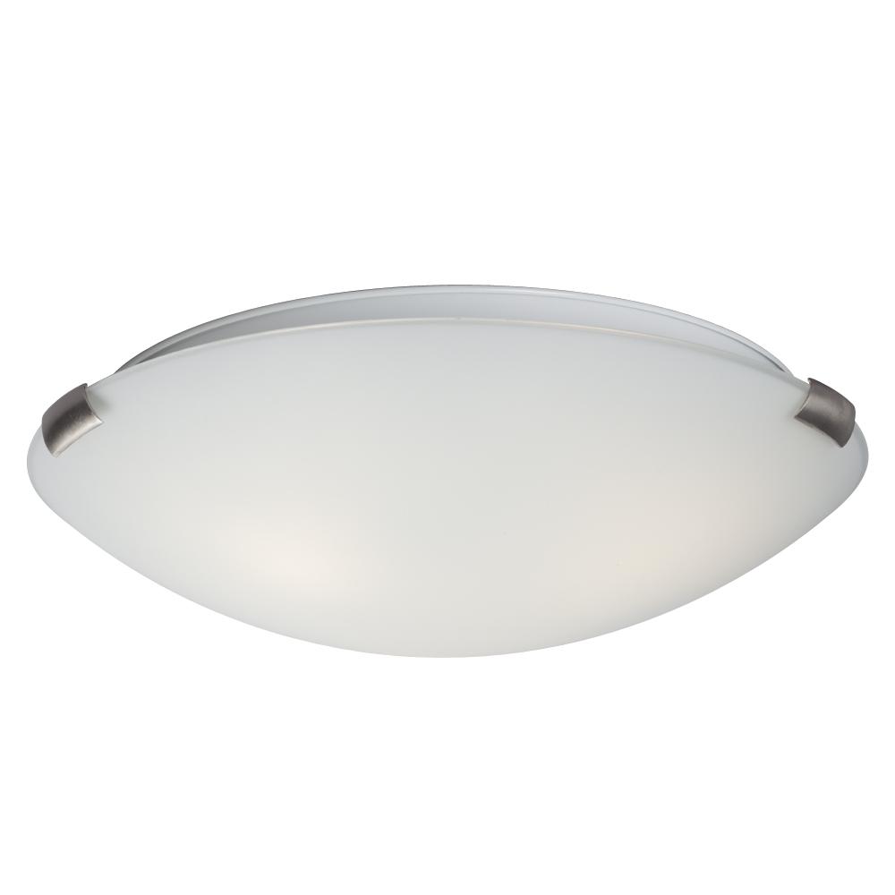 16&#34; Flush Mount Ceiling Light - Brushed Nickel Clips with White Glass