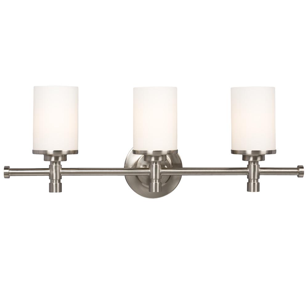 Three Light Vanity - Brushed Nickel w/ Satin White Glass