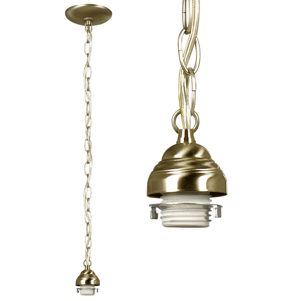 Mini Pendant Holder w/ 36&#34; Chain - Antique Brass