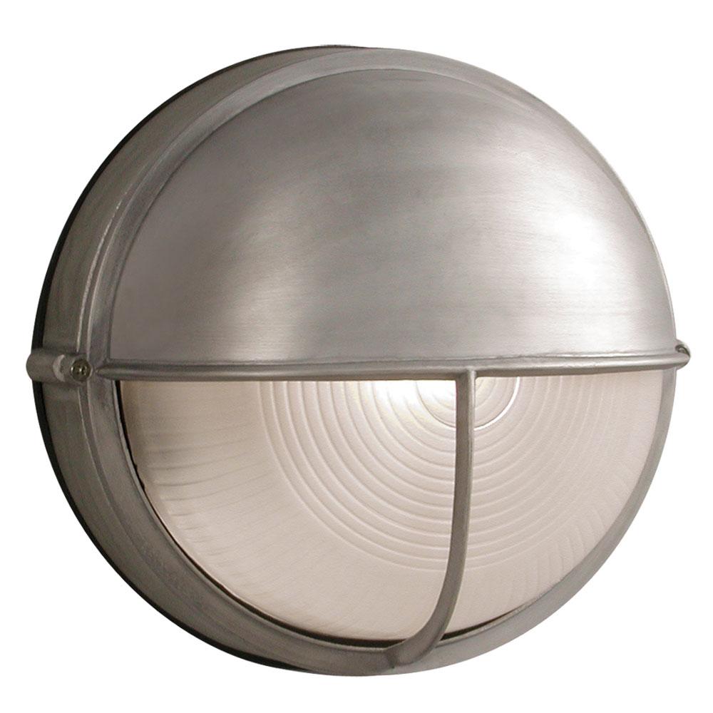 LED Outdoor Cast Aluminum Wall Mount Marine Light with Hood - in Satin Aluminum finish with Frosted