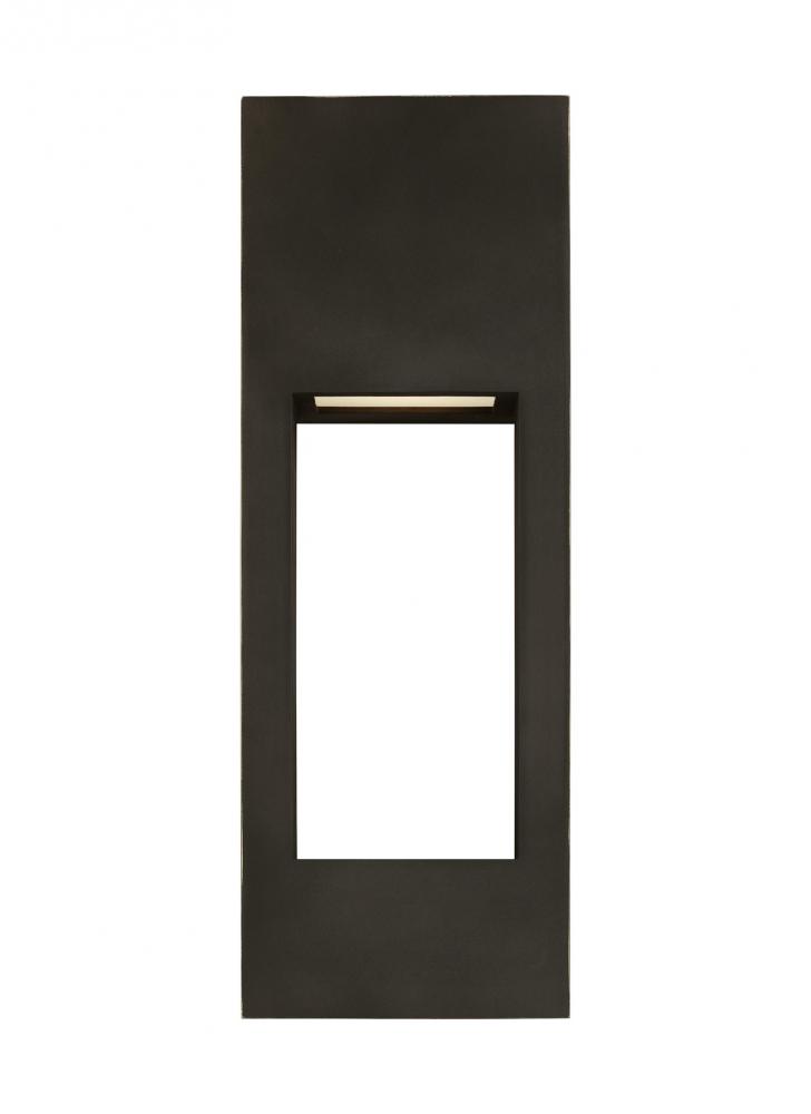 Testa modern 2-light LED outdoor exterior medium wall lantern in antique bronze finish with satin et