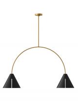 Visual Comfort & Co. Studio Collection KC1102MBKBBS-L1 - Cambre modern 2-light integrated LED indoor dimmable large linear ceiling chandelier in burnished br