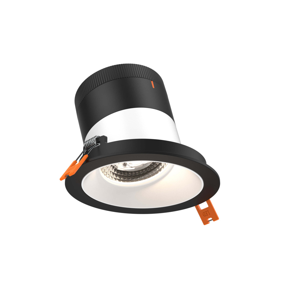 4in Modular Downlight, 5CCT, 35 degree Beam Angle, Slope Ceiling, White, Black Trim