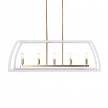 Russell Lighting LP1185/WHSG - Segments - 5 Light Linear Pendant in Matte White and Soft Gold