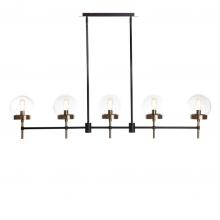 Russell Lighting LP3885/BKSG/CL - Liberty - 5 Light Linear Pendant in Black/Soft Gold with Clear Glass