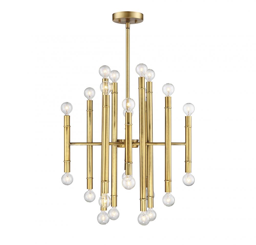 24-Light Chandelier in Natural Brass