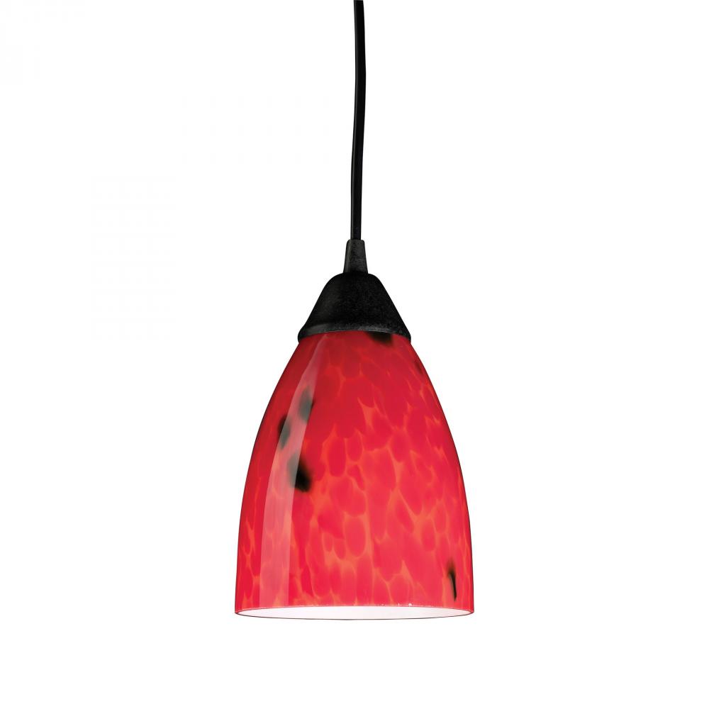 Classico 5&#39;&#39; Wide 1-Light Pendant - Dark Rust with Fire Red Glass