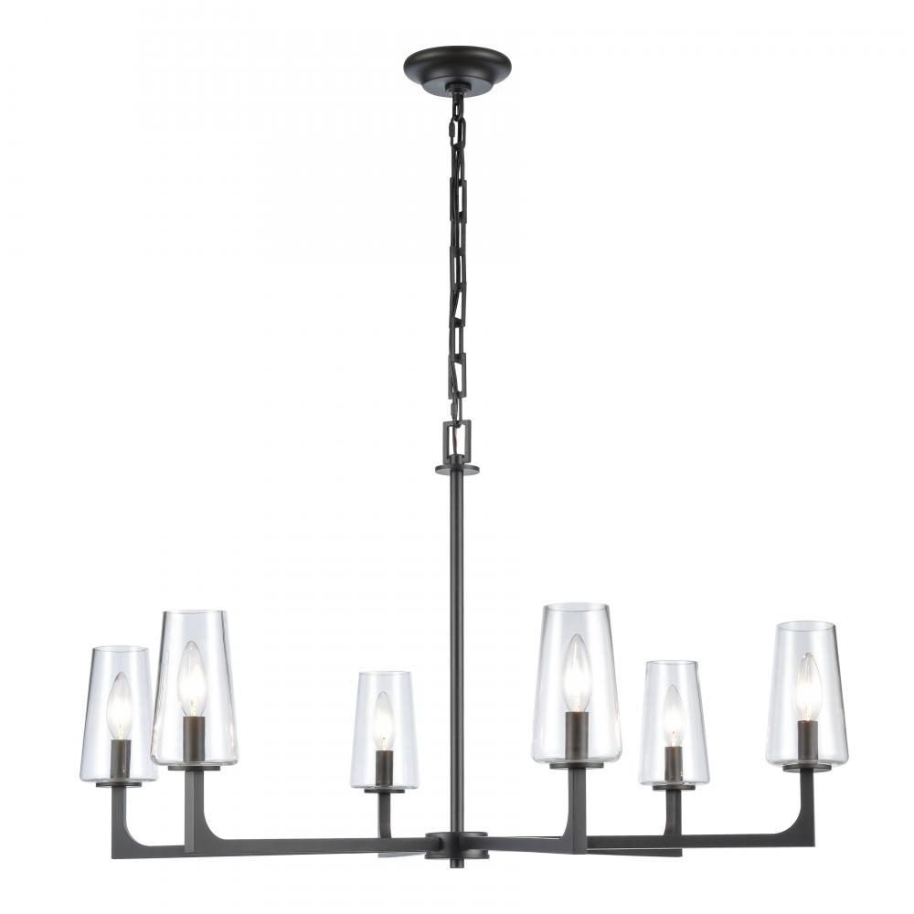 Fitzroy 34&#39;&#39; Wide 6-Light Chandelier - Matte Black
