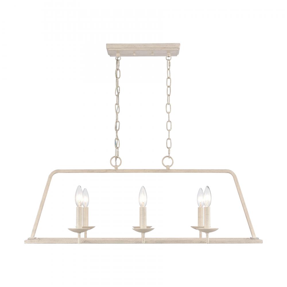 Joanie 34&#39;&#39; Wide 6-Light Linear Chandelier - Antique White