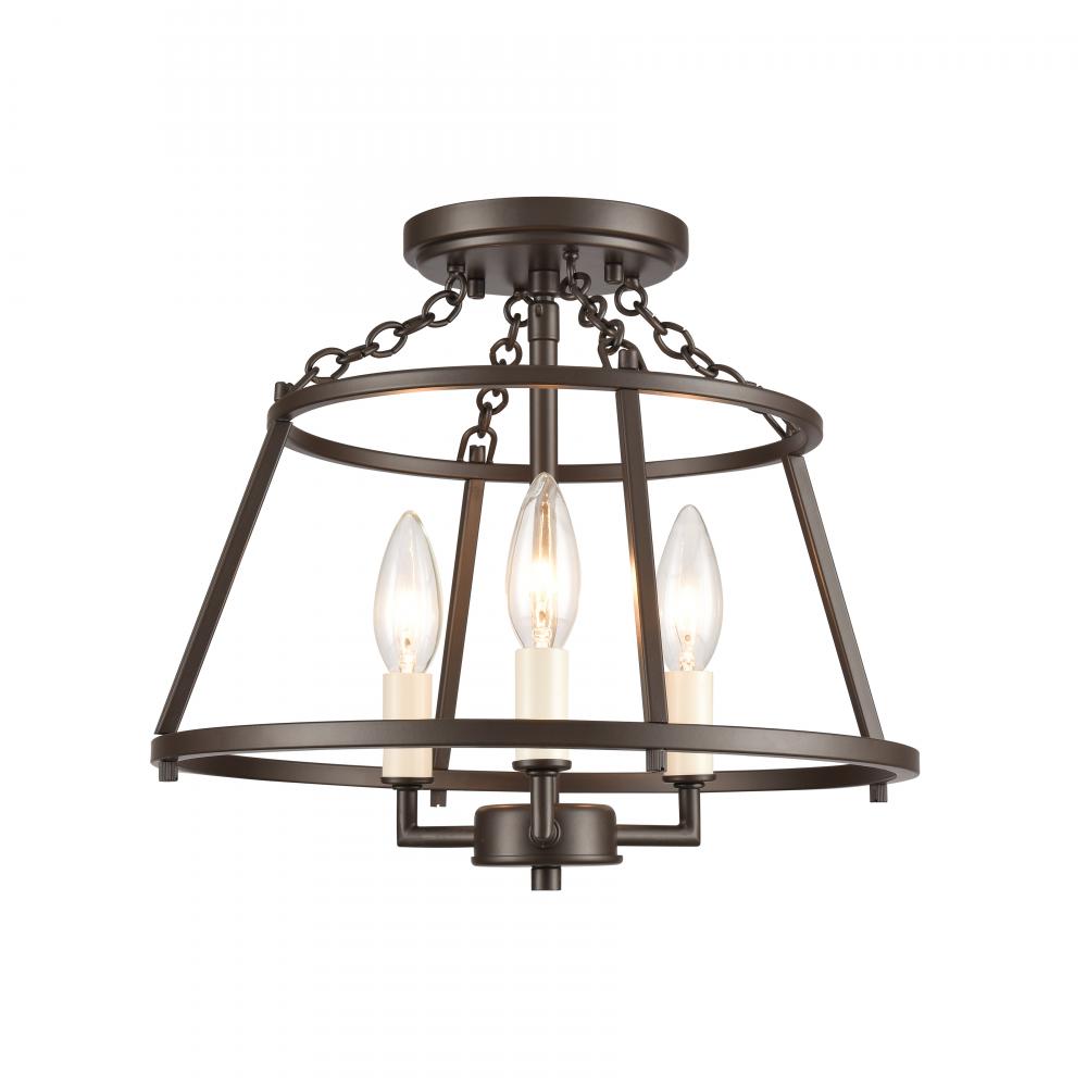 Joanie 13&#39;&#39; Wide 3-Light Semi Flush Mount - Old Bronze